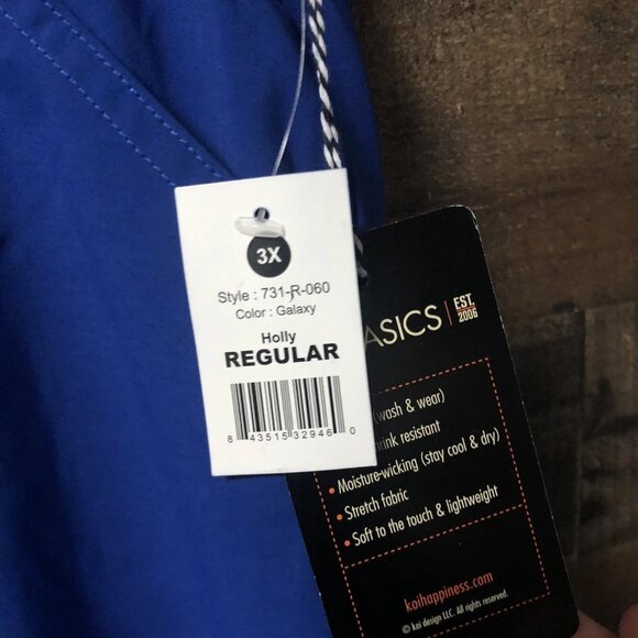 KOI Basics Holly Scrub Pants Blue Galaxy 731 Women’s 3X Regular NWT - Picture 4 of 5